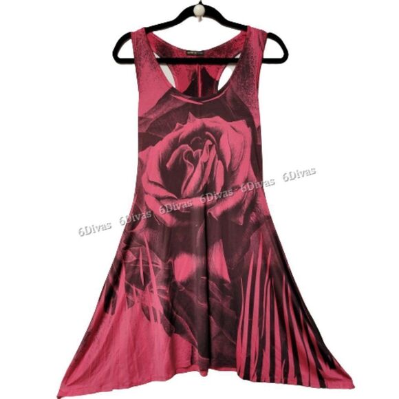 𝅺RED and Brown Black Sleeveless Slinky Long Tunic - Various Sizes - Picture 3 of 10